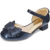 image:imageDREAM PAIRS Girls Dress Shoes Closed Toe Low Heels Ankle Strap Bow Ballet Wedding Party Sandals Princess Flower Shoes for Little KidNavy