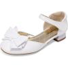 image:imageDREAM PAIRS Girls Dress Shoes Closed Toe Low Heels Ankle Strap Bow Ballet Wedding Party Sandals Princess Flower Shoes for Little KidWhite