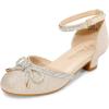 image:imageDREAM PAIRS Girls Dress Shoes Closed Toe Low Heels Ankle Strap Pumps for Toddler Little Big Kid Flower Party Wedding PrincessGoldglitter