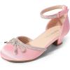 image:imageDREAM PAIRS Girls Dress Shoes Closed Toe Low Heels Ankle Strap Pumps for Toddler Little Big Kid Flower Party Wedding PrincessPink