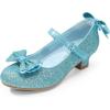 image:imageDREAM PAIRS Girls Dress Shoes Toddler Little Girls Heels Mary Jane Princess Shoes with Interchangeable Bow for Flower Girl Wedding PartyBlue