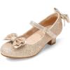 image:imageDREAM PAIRS Girls Dress Shoes Toddler Little Girls Heels Mary Jane Princess Shoes with Interchangeable Bow for Flower Girl Wedding PartyGold