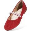 image:imageDREAM PAIRS Girls Mary Jane Dress Shoes Ballerina Flats for Wedding Party ToddlerLittle KidBig KidRedGlitter