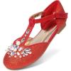image:imageDREAM PAIRS Girls Mary Jane Dress Shoes Pearl TStrap Party Flower Wedding Princess Flats for Toddler Little Big KidRed