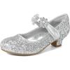 image:imageDREAM PAIRS Girls Mary Jane Dress Shoes Pumps Low Heels Flower Party Wedding PrincessSilverglitter