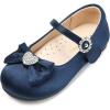 image:imageDREAM PAIRS Girls Mary Jane Dress Shoes for Toddler Heart Rhinestone Front Bow Ballerina Flat ToddlerLittle KidNavySatin