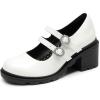 image:imageDREAM PAIRS Mary Jane Shoes for Girls Platform School Uniform Party Chunky Dress Heel Double Straps Flats for Little Big KidWhite