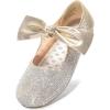 image:imageDream Pairs Girls Ballerina Flats Mary Jane Front Bow Dress ShoesGoldrhinestone