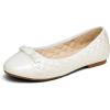 image:imageDream Pairs Girls Dress Shoes Flower Girl Slipon Bow Ballet Flats for Wedding Party School Little KidBig KidBeigeWhite