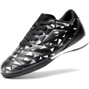 image:imageDREAM PAIRS Boys Girls Indoor Sneakers Lace Up Sport Athletic Casual IC Youth Futsal Football Soccer Shoes for LittleBig KidBlackWhite