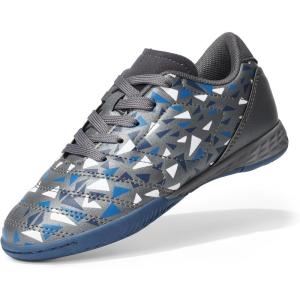 image:imageDREAM PAIRS Boys Girls Indoor Sneakers Lace Up Sport Athletic Casual IC Youth Futsal Football Soccer Shoes for LittleBig KidGreyRoyalBlue