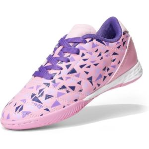 image:imageDREAM PAIRS Boys Girls Indoor Sneakers Lace Up Sport Athletic Casual IC Youth Futsal Football Soccer Shoes for LittleBig KidPinkPurple