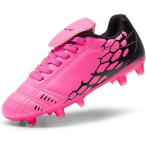 image:imageDREAM PAIRS Boys Girls Soccer Cleats Athletic Training Football Shoes for LittleBig KidFuchsiaBlack