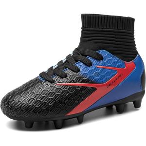 image:imageDREAM PAIRS Boys Girls Soccer Cleats Youth Firm Groud Outdoor Sport Athletic High Top Football Shoes for LittleBig KidBlackRoyal BlueRed