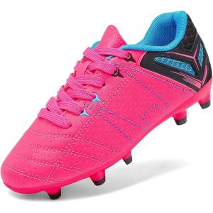 image:imageDREAM PAIRS Boys Girls Soccer Football Cleats Shoes for Little KidBig KidFuchsiaBlackCyan