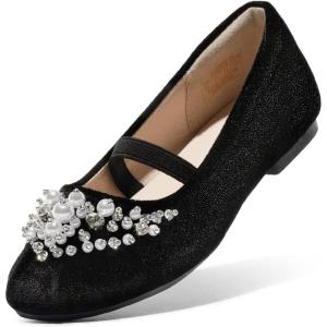 image:imageDREAM PAIRS Girls Ballet Flats Flower Shoes Mary Jane Ballerina Flat Dress Shoes for DailyWeddingPartyBlackSuede
