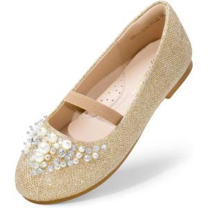 image:imageDREAM PAIRS Girls Ballet Flats Flower Shoes Mary Jane Ballerina Flat Dress Shoes for DailyWeddingPartyGoldGlitter