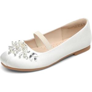 image:imageDREAM PAIRS Girls Ballet Flats Flower Shoes Mary Jane Ballerina Flat Dress Shoes for DailyWeddingPartyIvorySatin