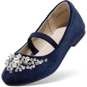 image:imageDREAM PAIRS Girls Ballet Flats Flower Shoes Mary Jane Ballerina Flat Dress Shoes for DailyWeddingPartyNavySuede