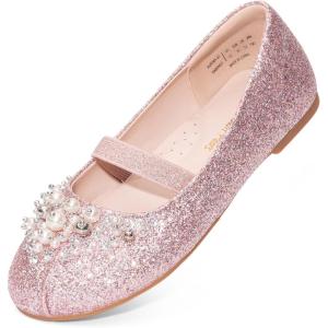 image:imageDREAM PAIRS Girls Ballet Flats Flower Shoes Mary Jane Ballerina Flat Dress Shoes for DailyWeddingPartyPinkGlitter