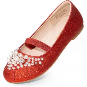 image:imageDREAM PAIRS Girls Ballet Flats Flower Shoes Mary Jane Ballerina Flat Dress Shoes for DailyWeddingPartyRedGlitter