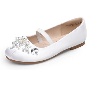 image:imageDREAM PAIRS Girls Ballet Flats Flower Shoes Mary Jane Ballerina Flat Dress Shoes for DailyWeddingPartyWhiteSatin