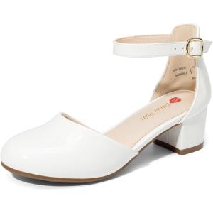 image:imageDREAM PAIRS Girls Dress Shoes Closed Toe High Heels Ankle Strap Toddler Little Big Kid Wedding Flower Party PumpAll White