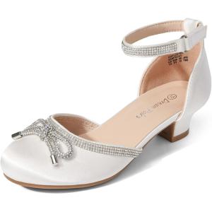 image:imageDREAM PAIRS Girls Dress Shoes Closed Toe Low Heels Ankle Strap Pumps for Toddler Little Big Kid Flower Party Wedding PrincessWhite