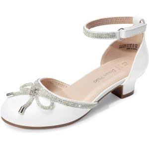 image:imageDREAM PAIRS Girls Dress Shoes Closed Toe Low Heels Ankle Strap Pumps for Toddler Little Big Kid Flower Party Wedding PrincessWhitepu