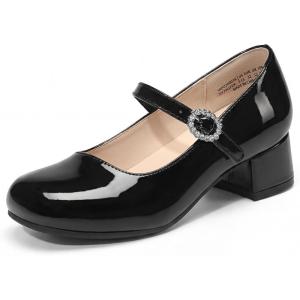 image:imageDREAM PAIRS Girls Dress Shoes Mary Jane Low Heels Flower Wedding Party Pump Prom Footwear for LittleBig KidsBlack
