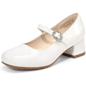 image:imageDREAM PAIRS Girls Dress Shoes Mary Jane Low Heels Flower Wedding Party Pump Prom Footwear for LittleBig KidsWhite
