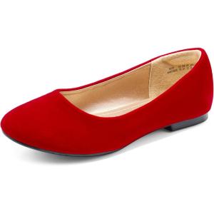 image:imageDREAM PAIRS Girls Dress Shoes Slip on Ballerina Flats for WeddingPartyRedSuede