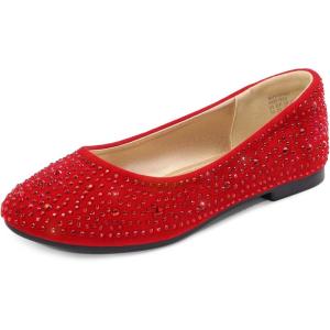 image:imageDREAM PAIRS Girls Dress Shoes Slip on Ballerina Flats for WeddingPartyRedSuede1