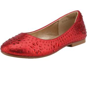 image:imageDREAM PAIRS Girls Dress Shoes Slipon Rhinestone Glitter Ballet Flats for Wedding Party Birthday Prom Little KidBig KidNina100red