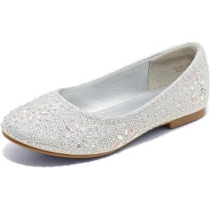 image:imageDREAM PAIRS Girls Dress Shoes Slipon Rhinestone Glitter Ballet Flats for Wedding Party Birthday Prom Little KidBig KidNina100silver Glitter