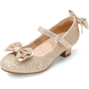 image:imageDREAM PAIRS Girls Dress Shoes Toddler Little Girls Heels Mary Jane Princess Shoes with Interchangeable Bow for Flower Girl Wedding PartyGold