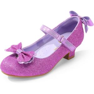 image:imageDREAM PAIRS Girls Dress Shoes Toddler Little Girls Heels Mary Jane Princess Shoes with Interchangeable Bow for Flower Girl Wedding PartyPurple