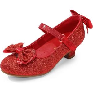 image:imageDREAM PAIRS Girls Dress Shoes Toddler Little Girls Heels Mary Jane Princess Shoes with Interchangeable Bow for Flower Girl Wedding PartyRed