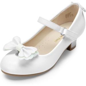 image:imageDREAM PAIRS Girls Dress Shoes Toddler Little Girls Heels Mary Jane Princess Shoes with Interchangeable Bow for Flower Girl Wedding PartyWhite