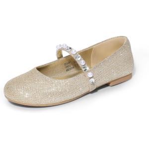 image:imageDREAM PAIRS Girls Mary Jane Dress Shoes Ballerina Flats for Wedding Party ToddlerLittle KidBig KidGoldGlitter W