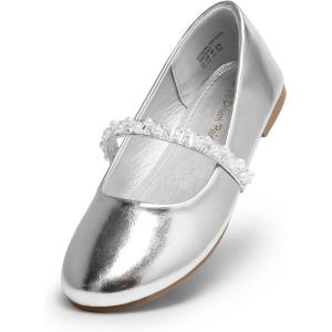 image:imageDREAM PAIRS Girls Mary Jane Dress Shoes Ballerina Flats for Wedding Party ToddlerLittle KidBig KidSilverpu