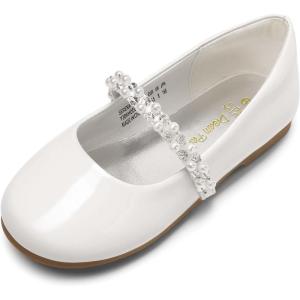 image:imageDREAM PAIRS Girls Mary Jane Dress Shoes Ballerina Flats for Wedding Party ToddlerLittle KidBig KidWhitePatt
