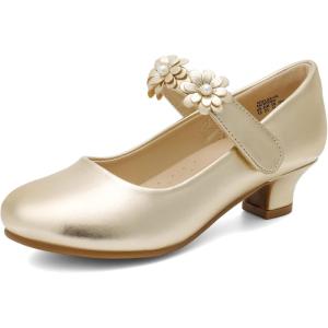 image:imageDREAM PAIRS Girls Mary Jane Dress Shoes Pumps Low Heels Flower Party Wedding PrincessGold