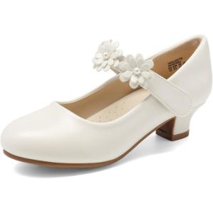 image:imageDREAM PAIRS Girls Mary Jane Dress Shoes Pumps Low Heels Flower Party Wedding PrincessIvory