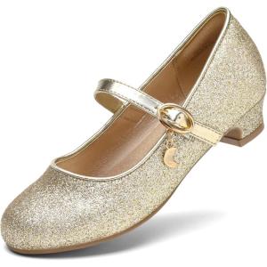 image:imageDREAM PAIRS Girls Mary Jane Low Heel Princess Flower Wedding Party Pump Dress ShoesGold