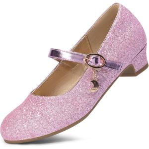 image:imageDREAM PAIRS Girls Mary Jane Low Heel Princess Flower Wedding Party Pump Dress ShoesPinkglitter