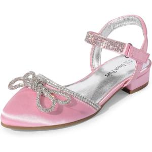 image:imageDREAM PAIRS Girls Sandals Closed Toe Dress Low Heels Pointed Toe Pump Flower Shoes for Little Big Kids Wedding Princess Party