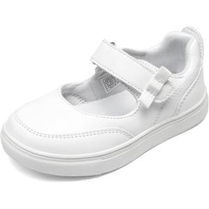image:imageDREAM PAIRS Kids Girls Mary Jane Sneakers Strap Toddler Little Girls School Shoes Soft Walking Party Flat ShoesWhite
