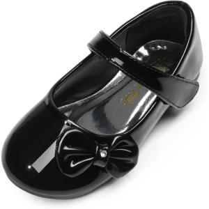 image:imageDREAM PAIRS Toddler Girls Dress Shoes Mary Jane Flats Girls School Uniform Flats Bow Ballerina ShoesBlackPat