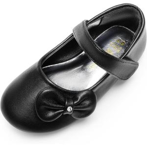 image:imageDREAM PAIRS Toddler Girls Dress Shoes Mary Jane Flats Girls School Uniform Flats Bow Ballerina ShoesBlackpu